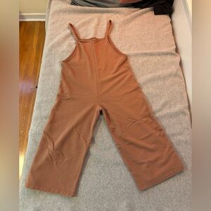 OAK + FORT Khaki-Brown 100% Cotton Overalls (Cropped Leg)